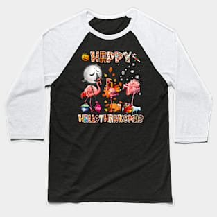 Cute Flamingo HalloThanksmas Happy Halloween Thanksgiving Shirt Baseball T-Shirt